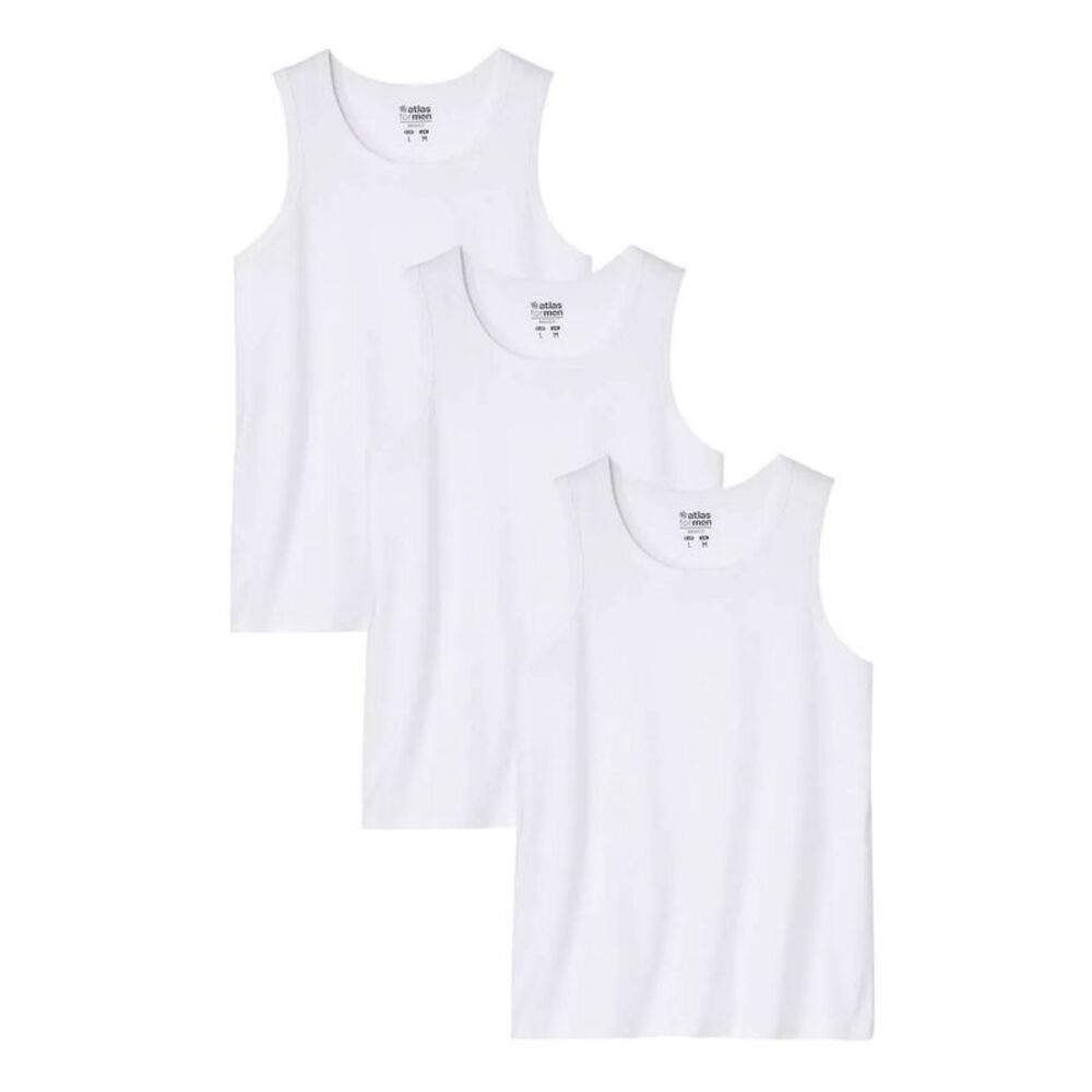 Atlas For Men Mens Plain Tank Top (Pack of 3) / White